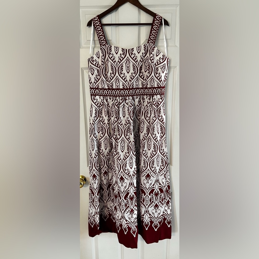 Talbots sangria and White A-Line dress